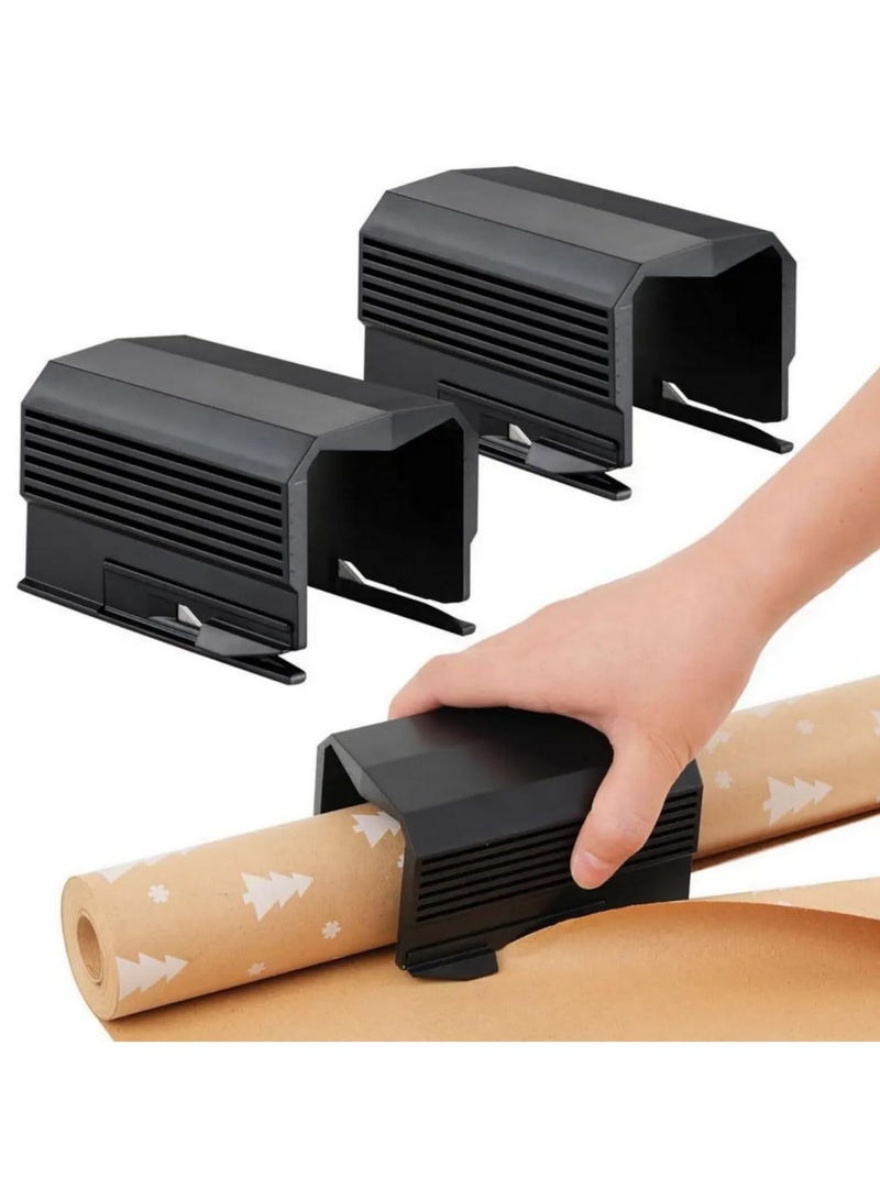 مجموعة مقص ورق تغليف ذات نصلين 2PC، أداة قطع بلفافة مقاومة للانزلاق لتغليف هدايا أعياد الميلاد وعيد الميلاد والحرف اليدوية، أسود - Image 1