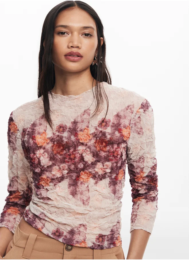 DESIGUAL Textured floral blouse
