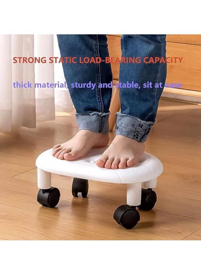 mini portable pulley stool multifunctional 360 angle rotating for home office garage (blue)