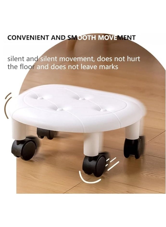 mini portable pulley stool multifunctional 360 angle rotating for home office garage (blue)