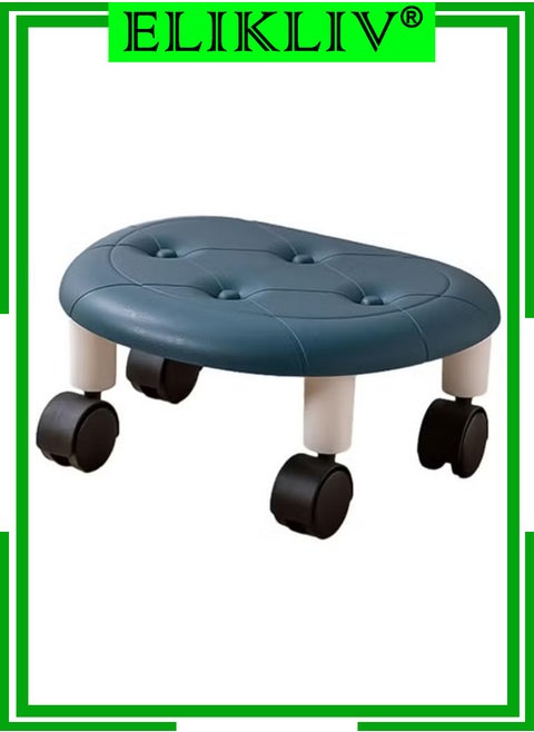 mini portable pulley stool multifunctional 360 angle rotating for home office garage (blue)