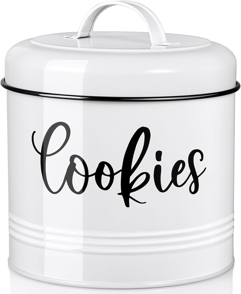 DAYYET Farmhouse Cookie Jar for Kitchen Counter, 1 Gallon Vintage Cookie Jar with Airtight Lid, Large Food Storage Container for Candy, Cookies, Dessert, Rustic Kitchen Decor and Accessories - Image 1