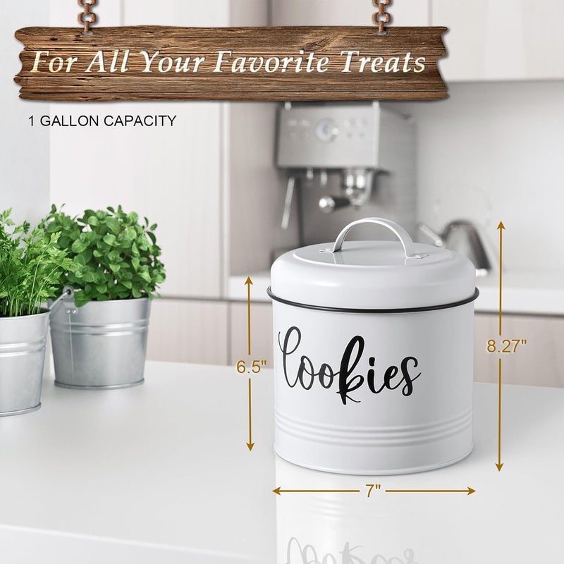 DAYYET Farmhouse Cookie Jar for Kitchen Counter, 1 Gallon Vintage Cookie Jar with Airtight Lid, Large Food Storage Container for Candy, Cookies, Dessert, Rustic Kitchen Decor and Accessories - Image 4