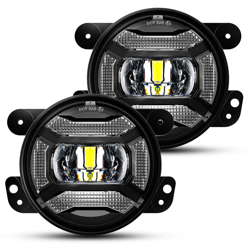 LX-LIGHT Super Bright 60W 4 Inch LED Fog Lights with DRL EMC Compatible with Jeep Wrangler TJ LJ JK JT Gladiator Dodge Journey Front Bumper Lights (Pair) - Image 1