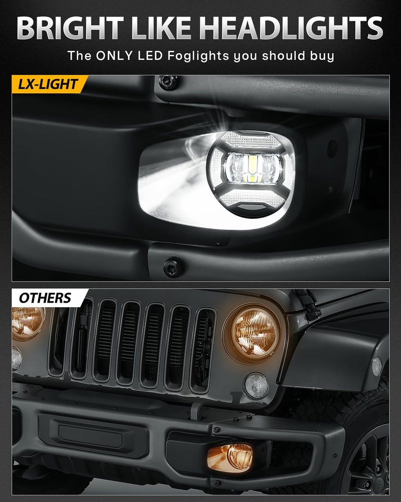 LX-LIGHT Super Bright 60W 4 Inch LED Fog Lights with DRL EMC Compatible with Jeep Wrangler TJ LJ JK JT Gladiator Dodge Journey Front Bumper Lights (Pair) - Image 5