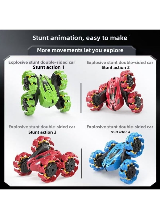Generic - Explosion Wheel Off-road Double-sided Remote Control Car Gesture Induction Electric Rollover Stunt Drift Boy Toy Racing-Color:Off-road Wheel-red [handle Remote Control] English Box-Scale:Three Sets Of Batteries - Image 1