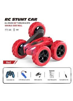Explosion Wheel Off-road Double-sided Remote Control Car Gesture Induction Electric Rollover Stunt Drift Boy Toy Racing-Color:Off-road Wheel-red [handle Remote Control] English Box-Scale:Three Sets Of Batteries