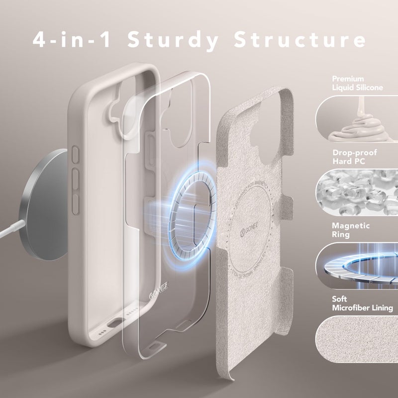 غونيز GONEZ Magnetic for iPhone 17 Case, Silicone Cover Stone - Image 4