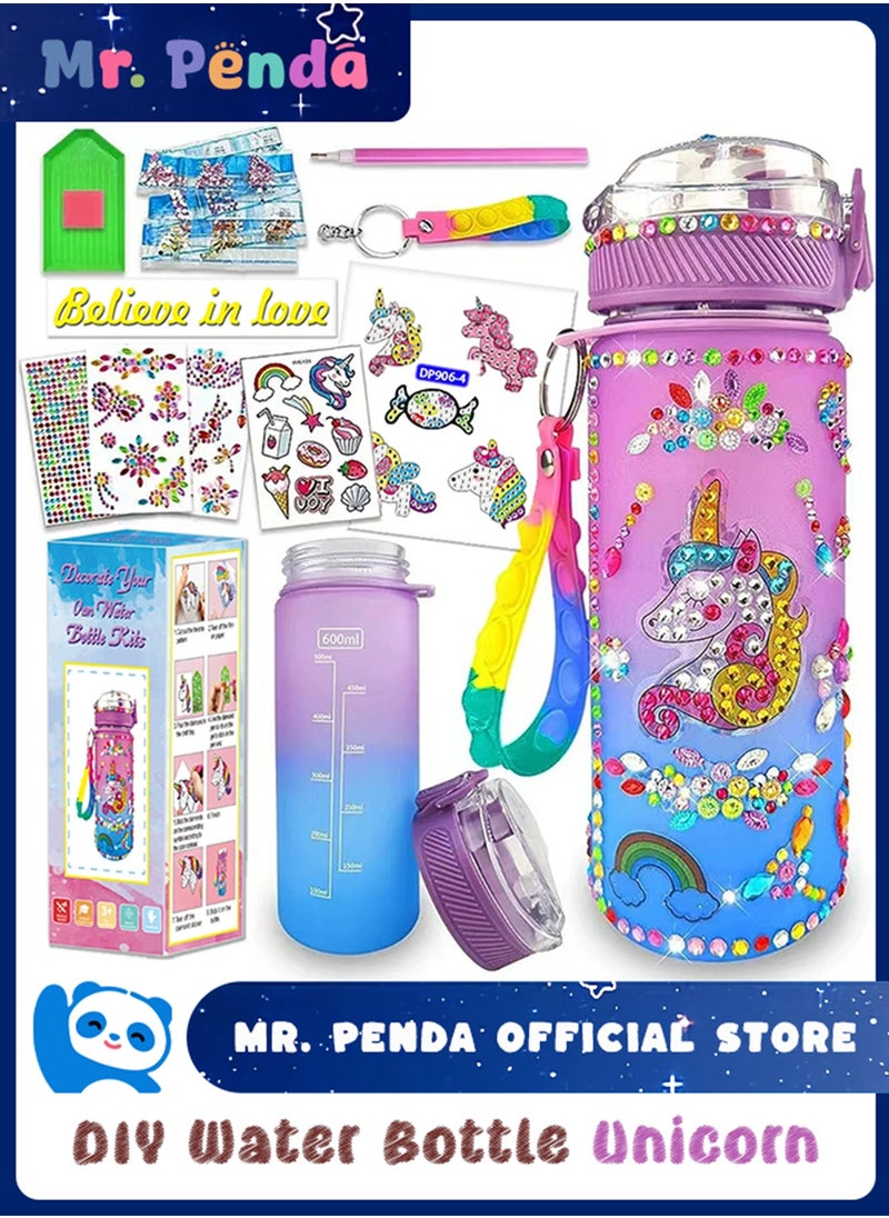Mr. Penda Decorate Your Own Water Bottle Kits for Girls, Fun Arts and Crafts Gift Toys for Ages 3+, Gem Painting Crafts, Fun Arts and Crafts Gifts Toys for Girls Birthday (Purple)  - Image 1