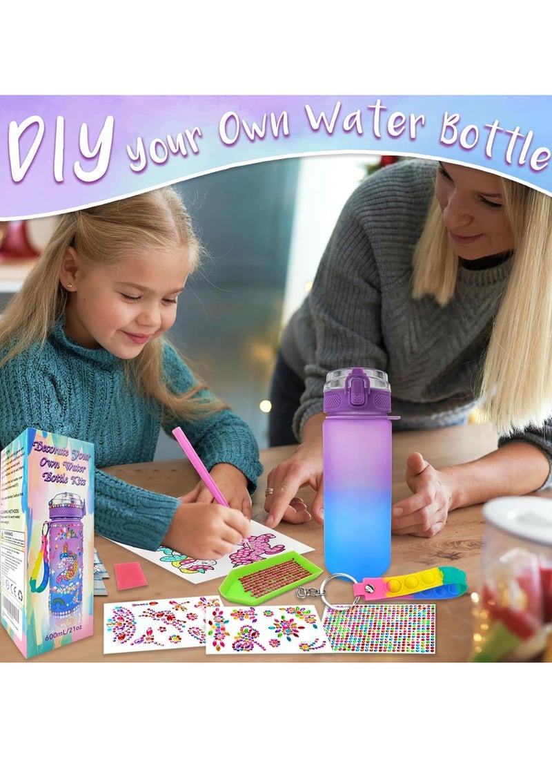 Mr. Penda - Decorate Your Own Water Bottle Kits for Girls, Fun Arts and Crafts Gift Toys for Ages 3+, Gem Painting Crafts, Fun Arts and Crafts Gifts Toys for Girls Birthday (Purple) - Image 1