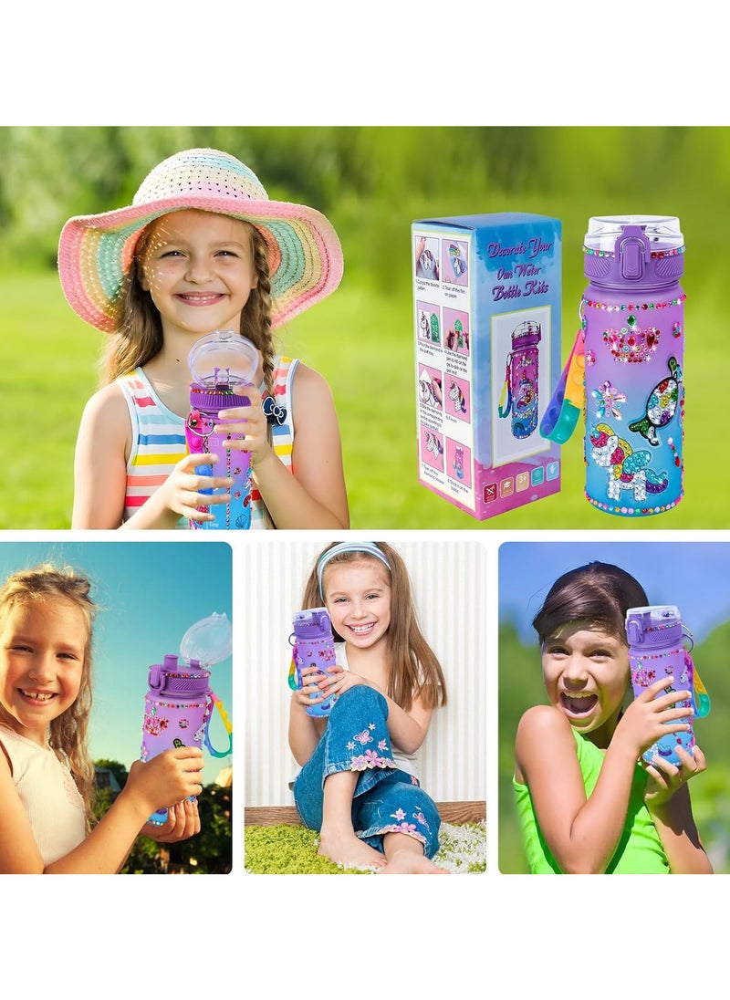 Mr. Penda - Decorate Your Own Water Bottle Kits for Girls, Fun Arts and Crafts Gift Toys for Ages 3+, Gem Painting Crafts, Fun Arts and Crafts Gifts Toys for Girls Birthday (Purple) - Image 1