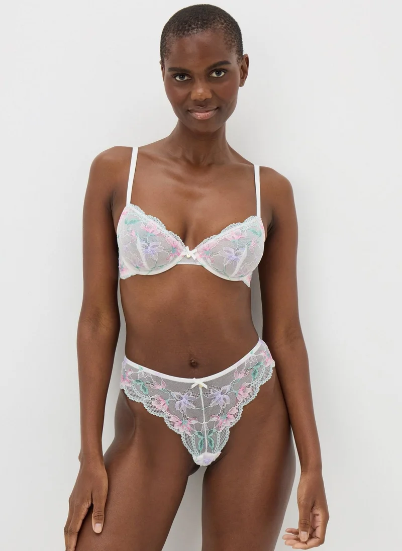 Matalan Cream Floral Brazilian Knickers