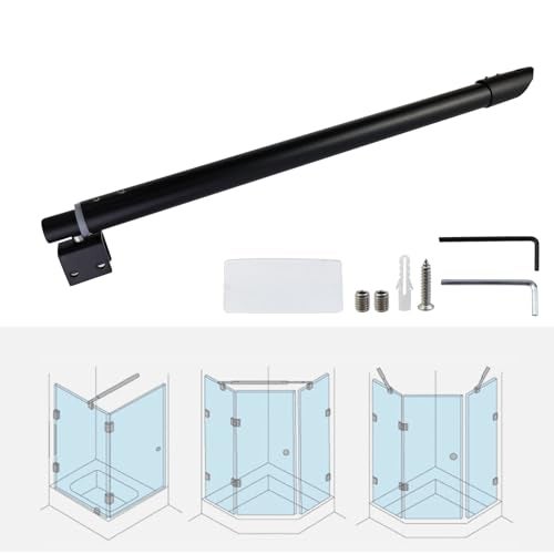 Tsnamay 15.74" to 23.62" Shower Door Glass Support Bar,201 Stainless Steel Wall-to-Glass for Fixed Frameless Shower 8-12mm Panel,Black - Image 1