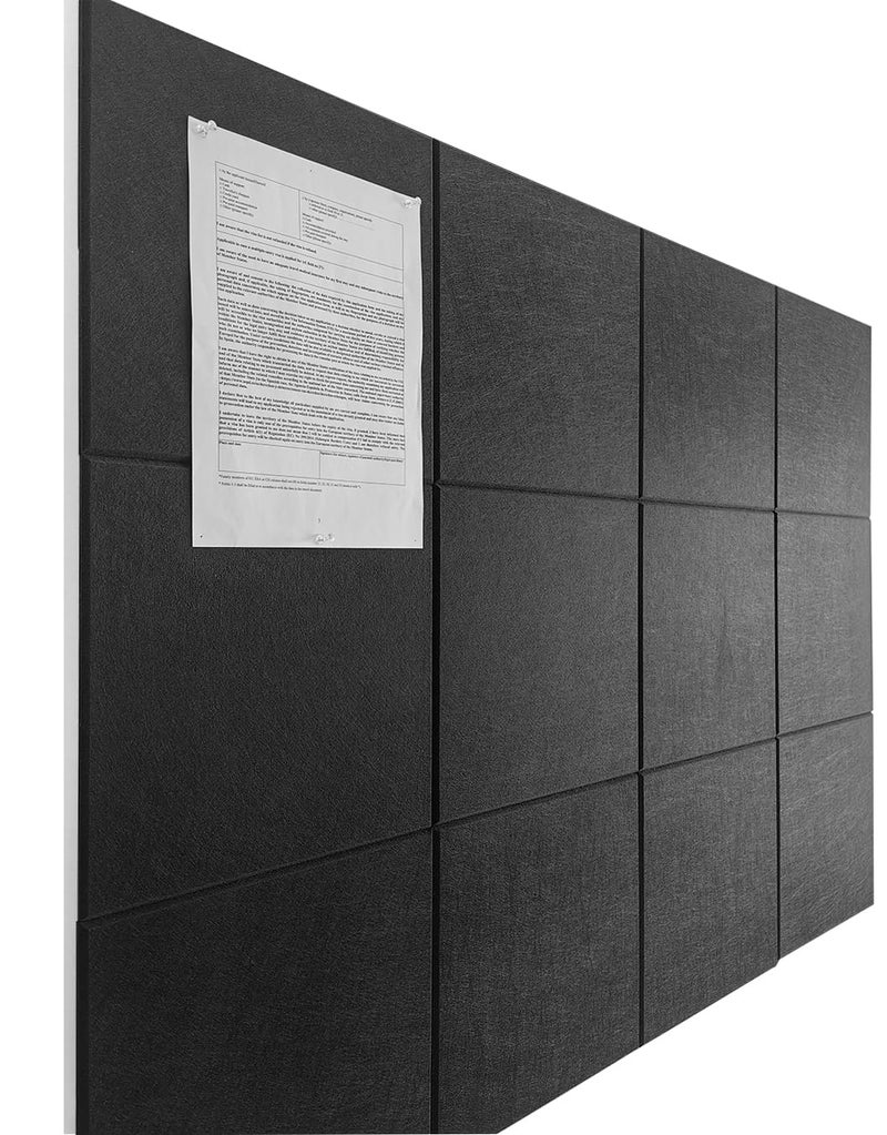 DECORITA Large Cork Board Alternative - 12 Pack Felt Wall Tiles with Safe Removable Adhesive Tabs, Cork Boards for Walls Cork Board for Office Pin Board Tack Board Cork Board 48 x 36 - Black - Image 1