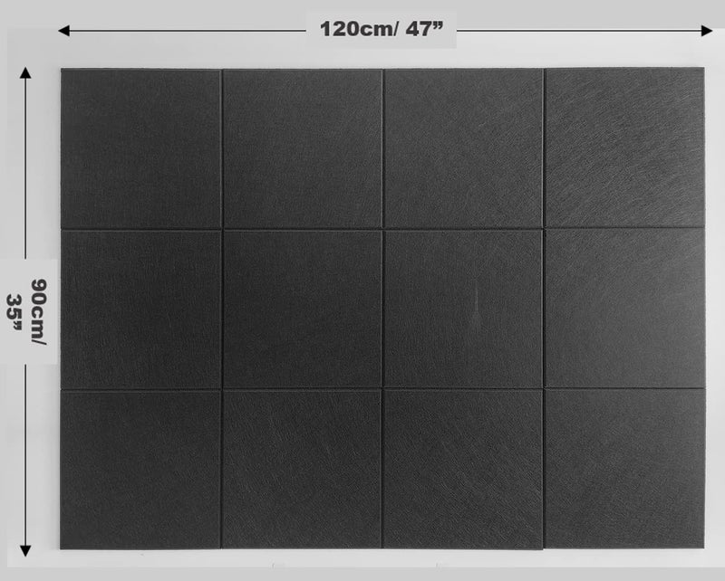 DECORITA Large Cork Board Alternative - 12 Pack Felt Wall Tiles with Safe Removable Adhesive Tabs, Cork Boards for Walls Cork Board for Office Pin Board Tack Board Cork Board 48 x 36 - Black - Image 2