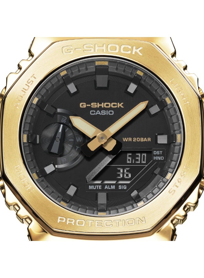 كاسيو ساعة كاسيو جي-شوك للرجال GM-2100G-1A9DR أنالوج/ديجيتال، إطار ثماني مطلي أيونياً بالذهب، مقاومة للماء 200 متر، سوار ريزن أسود - Image 3
