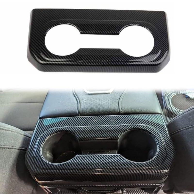 Fewshaw Carbon Fiber Rear Row ArmrestBox Cup Holder Cover Trim for 20192025 Chevy Silverado 1500GMC Sierra 1500 for 20202025 SierraSilverado 2500 3500 HD