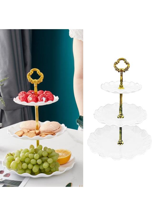 Thoraya Nordic Style 3 Layer Fruit Plate Tray Plastic 3 Tier Cake Stand Holiday Party Dessert Tray White  - Image 5