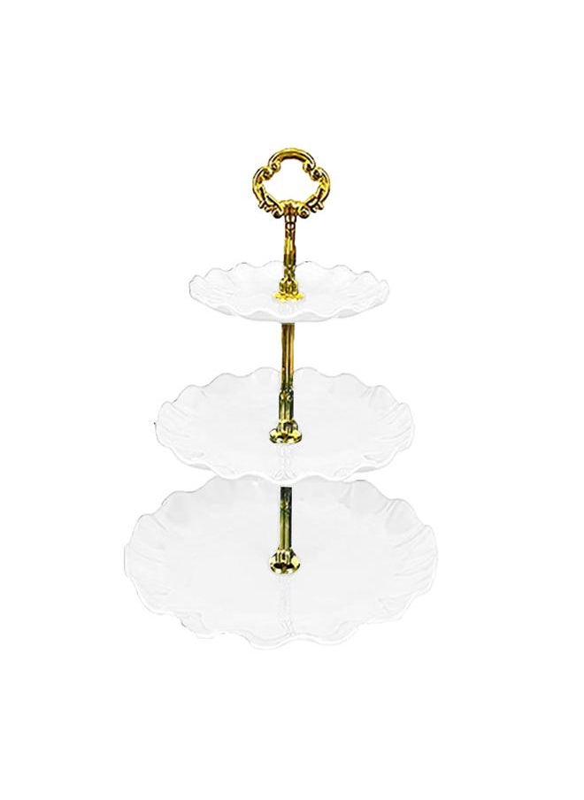 Thoraya Nordic Style 3 Layer Fruit Plate Tray Plastic 3 Tier Cake Stand Holiday Party Dessert Tray White  - Image 1