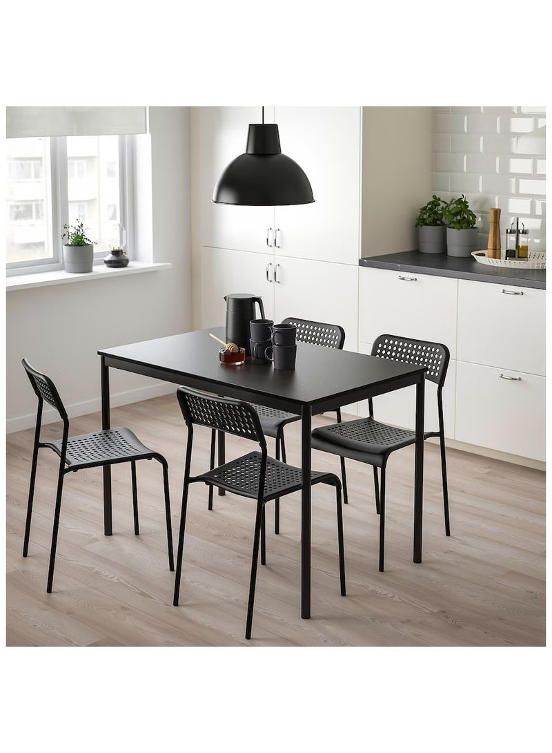 Generic Dining Table and 4 Chairs Set Black 110x67 cm  - Image 2