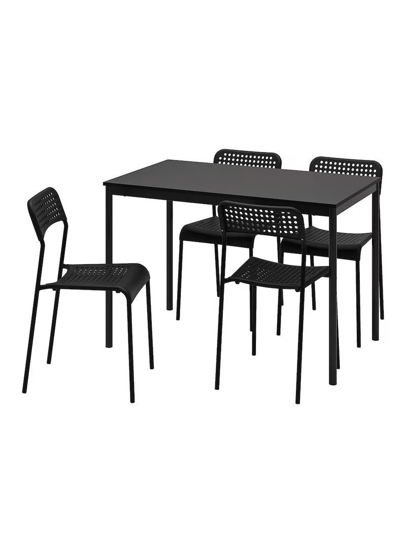 Generic Dining Table and 4 Chairs Set Black 110x67 cm  - Image 1