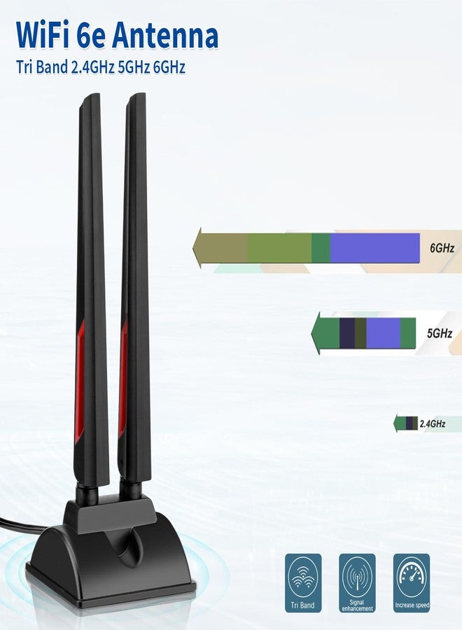 Superbat WiFi 6 6E Antenna Tri Band 2.4GHz 5GHz 6GHz Magnetic Base RP-SMA Male WiFi Antenna with 2m Extension Cable for PC Desktop Computer WiFi Card Wireless Network Router Security Cameras - Image 3