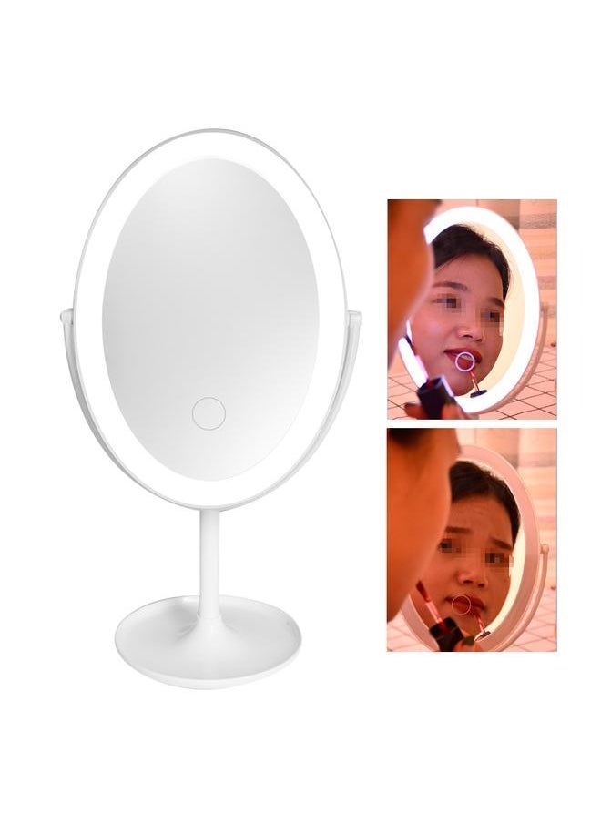 NIBEMINENT LED Students Portable Desktop Cosmetic Mirror Touch Switch Three Colors Makeup Mirror White  - Image 5