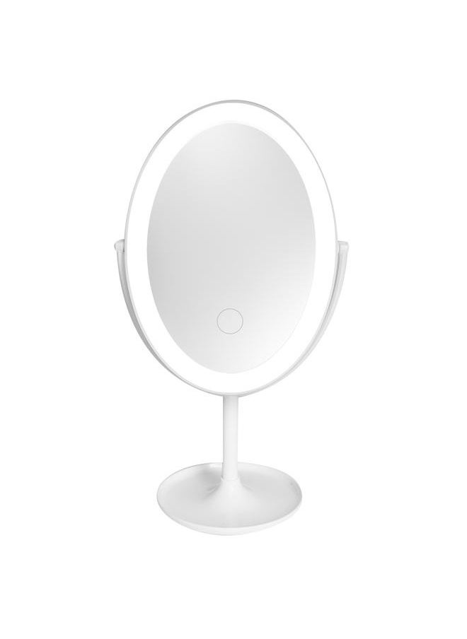NIBEMINENT LED Students Portable Desktop Cosmetic Mirror Touch Switch Three Colors Makeup Mirror White  - Image 3