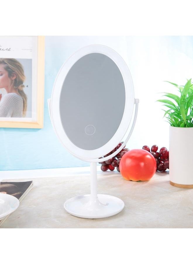 NIBEMINENT LED Students Portable Desktop Cosmetic Mirror Touch Switch Three Colors Makeup Mirror White  - Image 4