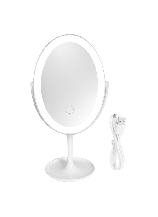 NIBEMINENT LED Students Portable Desktop Cosmetic Mirror Touch Switch Three Colors Makeup Mirror White  - Image 1