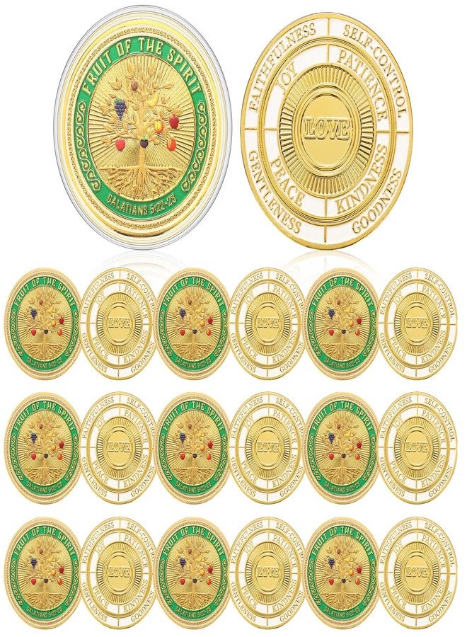 Siifert 20 Pcs Christian Fruit of The Spirit Coins Love Joy Peace Patience Kindness Tokens Coins Funny Christian Gifts Challenge Pocket Token for Prayer - Image 1