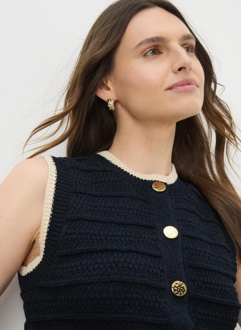 Matalan Navy Button Front Knitted Vest