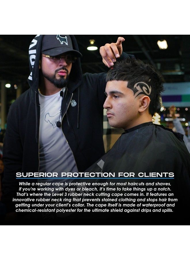 L3 Level 3 Cape with Rubber Neck - Water Resistant Barber Hair Cutting Cape - Professional Salon Stylist and Barber Accessories (White) - Image 3