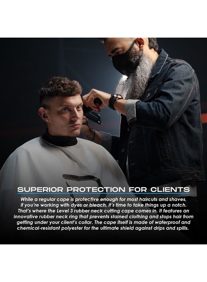 L3 Level 3 Cape with Rubber Neck - Water Resistant Barber Hair Cutting Cape - Professional Salon Stylist and Barber Accessories (White) - Image 2