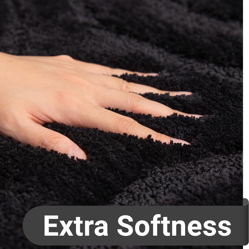 DEXDE Bathroom Rugs Runner 24 x 72 Inch, Extra Long Bathroom Rug Non-Slip Machine Washable Bath Mats Cream Black Soft Carpets for Floor, Tub and Shower, Home Decor Accessories - Image 4
