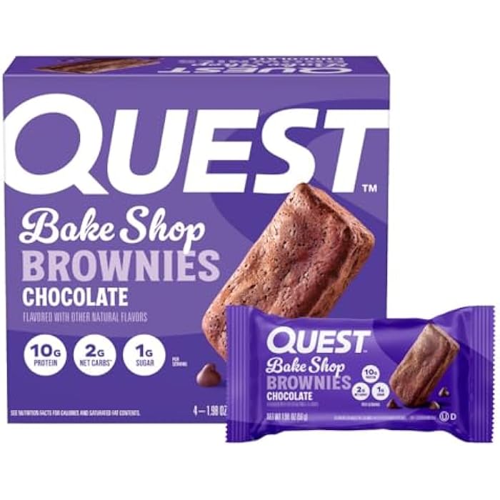 Quest Nutrition Bake Shop, Chocolate Brownies, 10g Protein, 2g Net Carbs, 1g Sugar, 4 Count - Image 1
