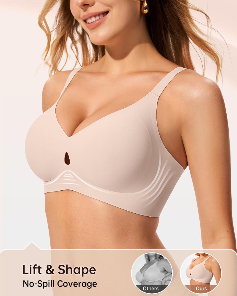LetsJoli Jelly Bras for Women Wireless No Underwire Seamless Support Comfortable Tshirt Bras Early Fall Fashion(Creamy Skin,XL) - Image 3