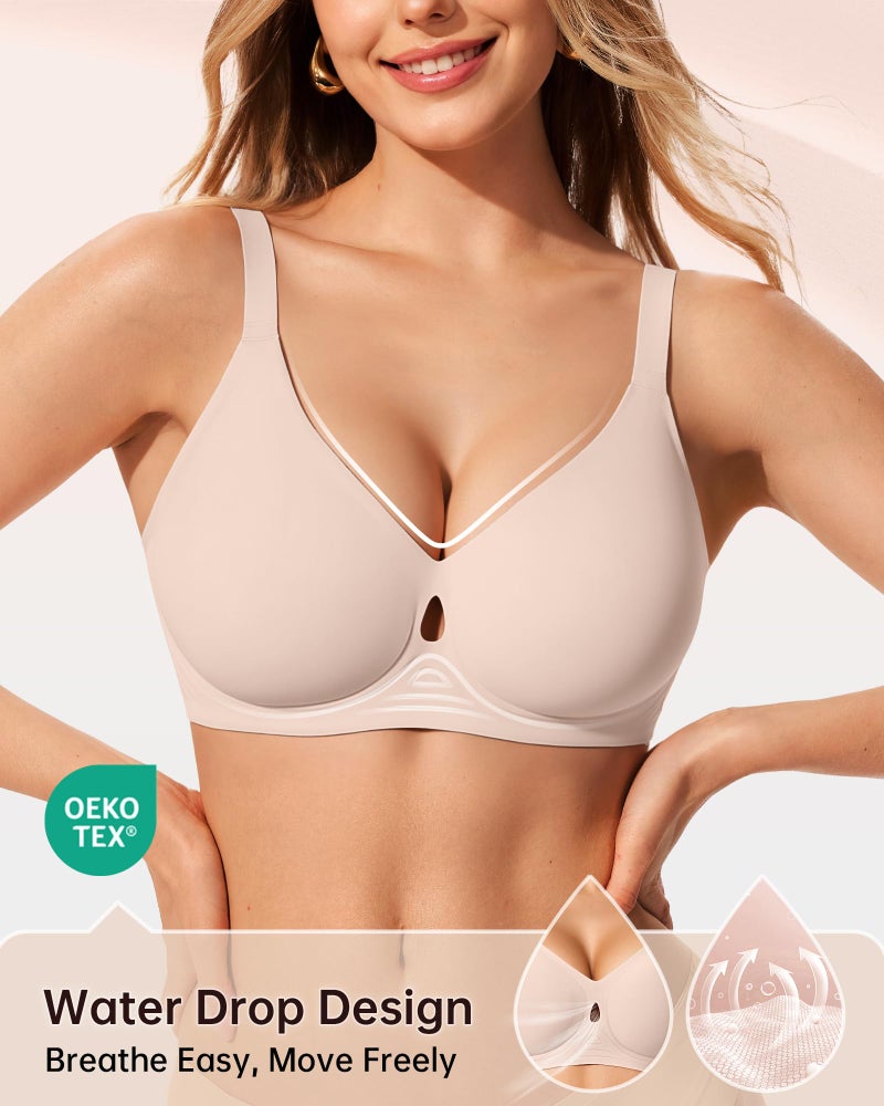 LetsJoli Jelly Bras for Women Wireless No Underwire Seamless Support Comfortable Tshirt Bras Early Fall Fashion(Creamy Skin,XL) - Image 2