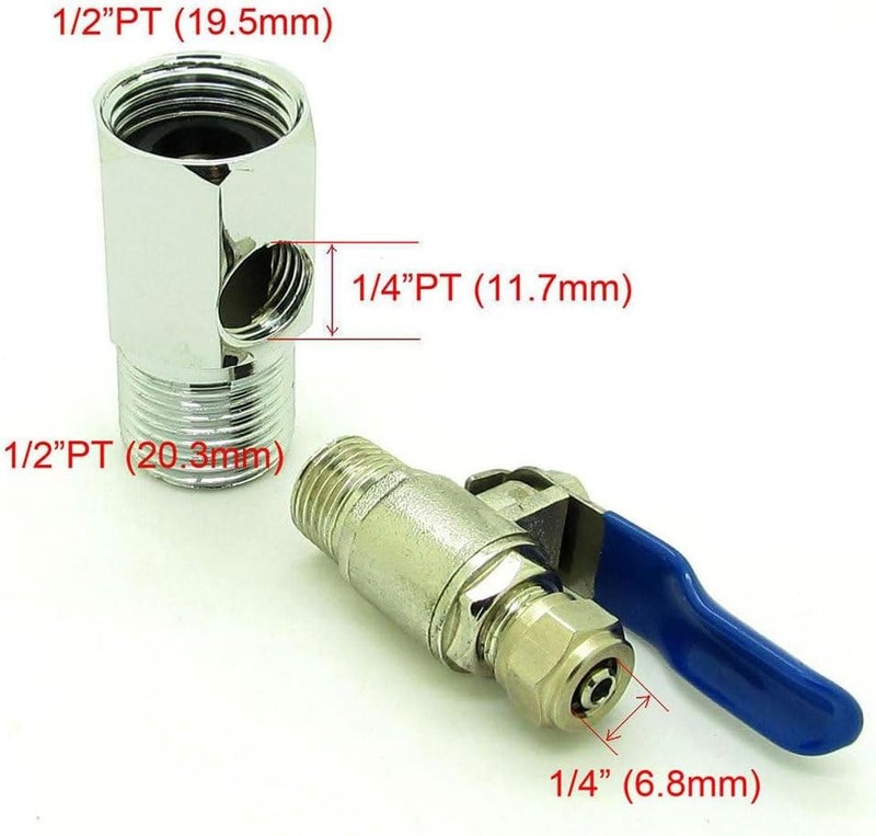 NewZoll 5 PCS RO Feed Water Adapter 12 to 14 Ball Valve Faucet Tap Feed Reverse Osmosis  - Image 5