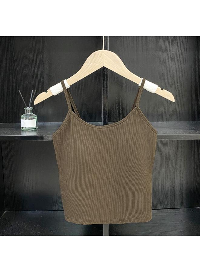 VUELO Korean Style Pure Suspender Vest With Chest Pad Slim-fit Inner Strapless Seamless Naked Outer Wear Base All-match Top For Women  - Image 1