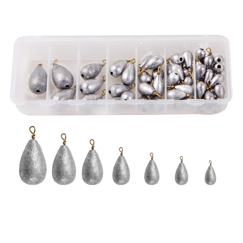 54pcs Bass Casting Sinker Weights Lead Fishing Weight Sinker Assortment Bell Drop Shot Weights with Brass Swivels Catfish Weights Sinkers Kit for Saltwater Freshwater Fishing