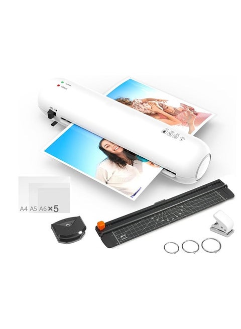 SL280 A4/A5/A6 Lamination Machine,Hot & Cold Laminator Kit 9 inches Max Width with Paper Cutter, Trimmer, Rounder, Hole Puncher, Binding Hoop, Laminator Machine for Home Office School