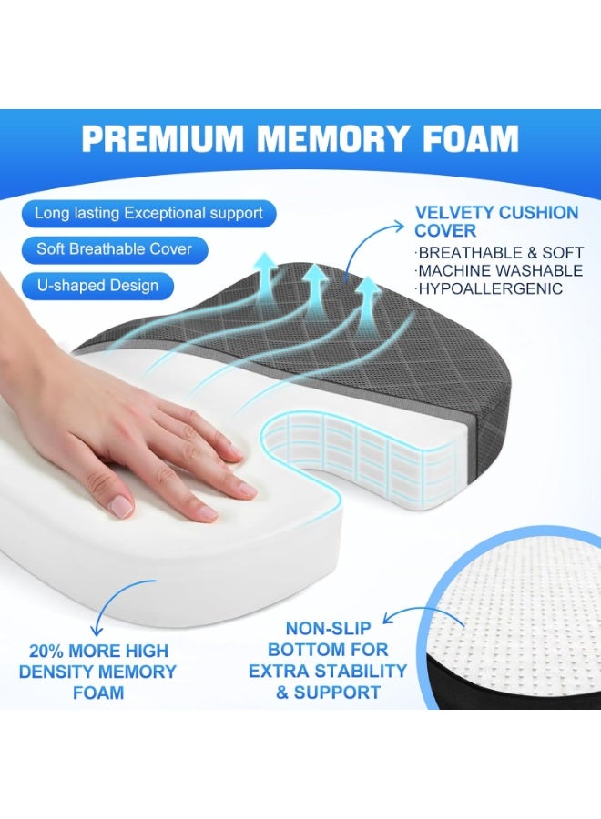 Extra Large Memory Foam Seat Cushion Ergonomic Design for Office Chair and Car Seat, Coccyx Support Cushion for Long Sitting Comfort and Pressure Relief - Image 3
