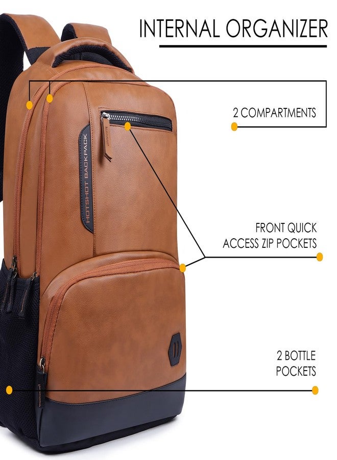 HOT SHOT Large 32 L Laptop Backpack HOTSHOT BAGS VINTAGE FAUX LEATHER|LAPTOP BAG|MEN & WOMEN|OFFICE BACKPACK|COLLEGE BACKPACK - Image 5