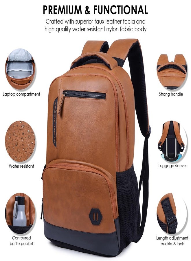 HOT SHOT Large 32 L Laptop Backpack HOTSHOT BAGS VINTAGE FAUX LEATHER|LAPTOP BAG|MEN & WOMEN|OFFICE BACKPACK|COLLEGE BACKPACK - Image 4