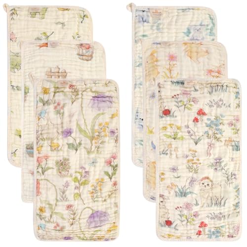 HardNok UltraSoft Absorbent Muslin Baby Burp Cloths 6Pack 20x10 Inches Ideal for Gentle Burping Sessions with Baby Boys Girls Unisex Design Perfect - Image 1