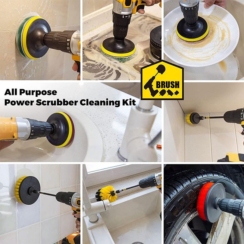 Cestbella Drill Brush Attachments Set 22 Pack, Scrub Pads & Sponge, Power Scrubber Brush with Extend Long Attachment All Purpose Cleaning Kit for Grout Tiles Sinks Bathtub, Bathroom Kitchen & Auto - Image 2