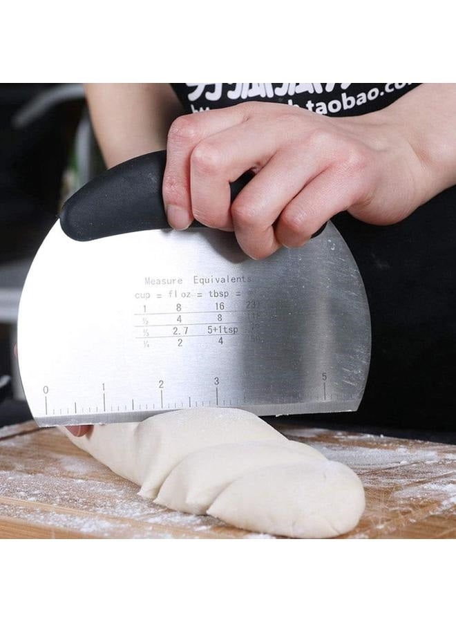 Kitchen Essential - Stainless Steel Dough Knife, Versatile Food & Cake Scraper with Scale, Premium Countertop Scraper for Baking, Black Kitchen Scraper Tool for Every Culinary Enthusiast.  - Image 3