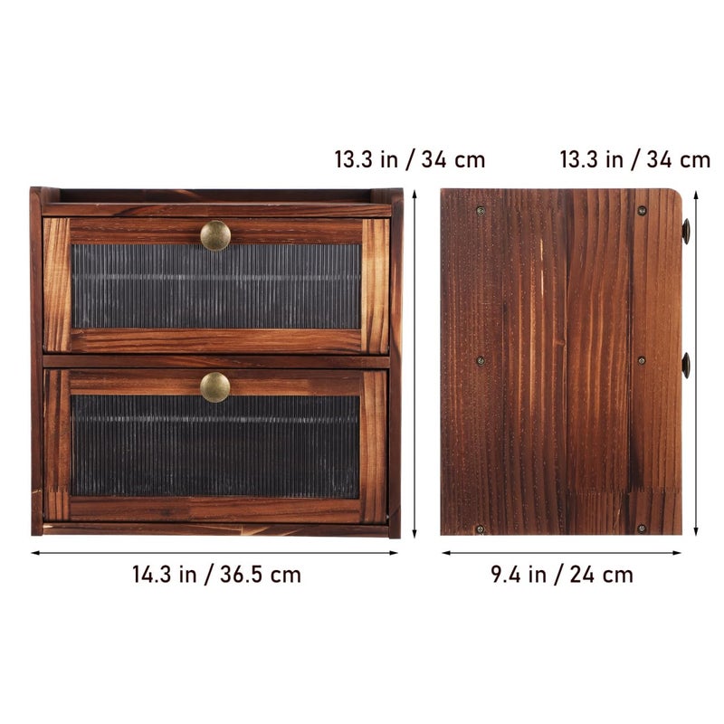 Veemoon Wooden Bread Box,Double Layer Breadbox for Kitchen Countertop Vintage Bread Storage Container for Bakery Kitchen Counter Corner - 14.3 X 13.3 X 9.4 Inchï¼ˆOnly Breadbox ï¼‰ - Image 5