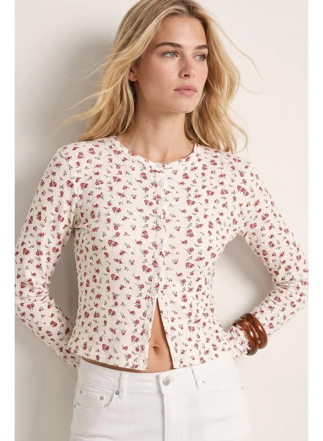 Lovely Istanbul Floral Pattern Button-Down Seasonal Blouse LUB0358 WHITE.